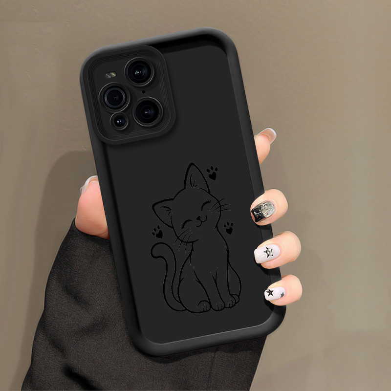 Oppo Find X8 - Çizim Desenli, Kedi Figürlü Telefon Kılıfı,