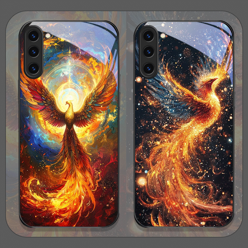 Samsung Galaxy S25 - Estetik Anka Ateşi Tüyü Desenli Temperli